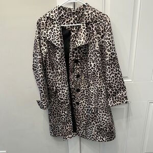 Chico's Brown and Black  leopard Trench Coat with Classic Collar